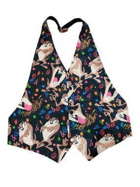 Santana Vest M Taz Tasmanian Devil Black Cartoon Waistcoat Novelty 90s Vintage